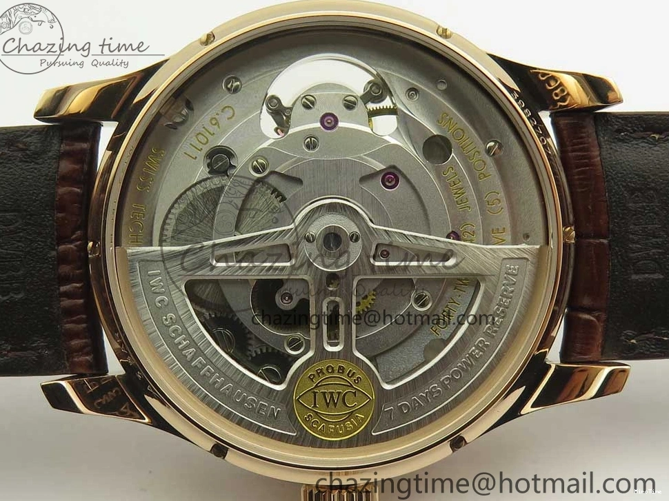 MIROTIME 0501 Portuguese Tourbillon IW5463 RG ZF Best Edition White Dial on Brown Leather Strap Stylish 7174